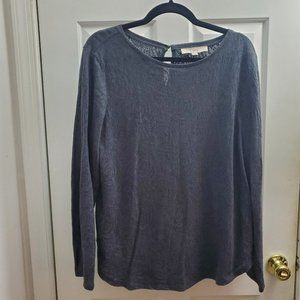 Ann Taylor Loft Dark Gray / Charcoal Long Sleeve Top - Large